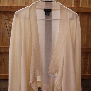 Cashmere Lord & Taylor White Waterfall Shawl Cardigan Size Medium M